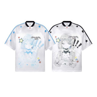 Character Print V-Neck Short Sleeve Shirt | American Retro Pullover 5