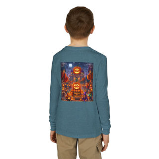 Jack-O'-Lantern Halloween Street Scene Long Sleeve Kids Tee 41