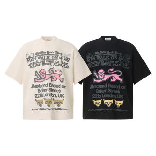 Cartoon Lion Letter Print Short Sleeve T-Shirt | American Retro 5