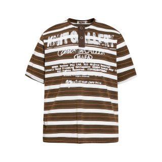 Contrast Striped Henley Collar T-Shirt 5
