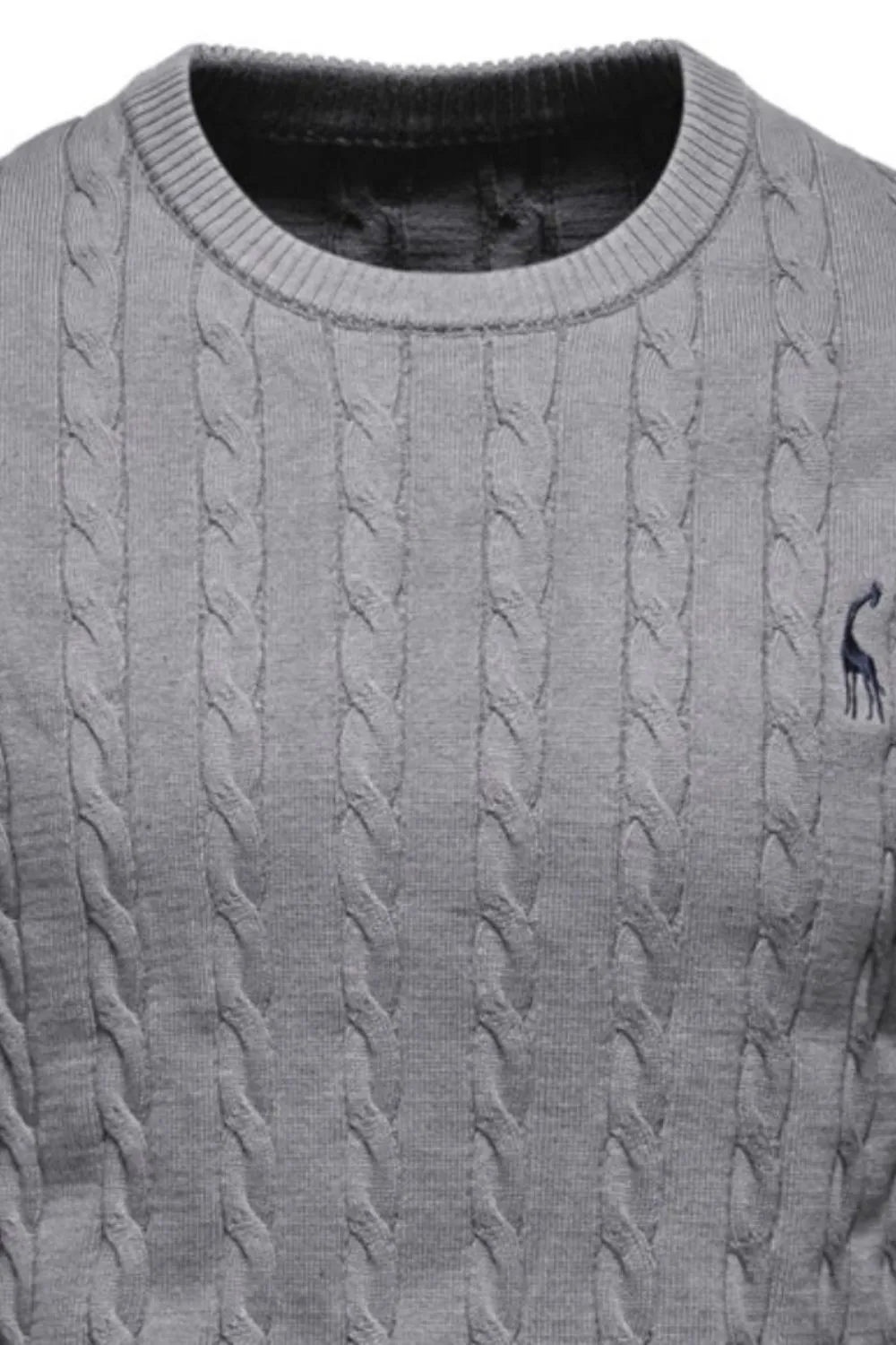 Men's Cable-Knit Round Neck Sweater | Long Sleeve Pullover 5