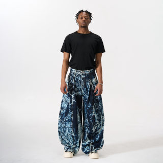 Tie-Dye Bamboo Texture Denim Pants 4