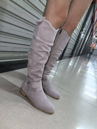 Casual Low Heel High-Top Boots | Burned Flower Suede 6