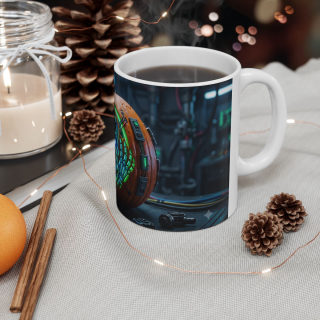 Neon Cyberpunk Pumpkin Skull Mug | Ceramic Coffee Cup 9