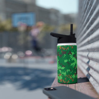 Green Digital Camo Water Bottle | Stainless Steel, Standard Lid 6
