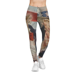 Uncle Sam Pointing leggings | Patriotic American flag all-over print