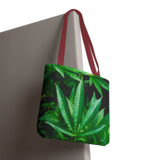 Green Cannabis Leaf Tote Bag | All-Over Print Hemp Plant Design 95