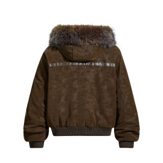 Wool Collar Padded Jacket | Plush Leather Style 4