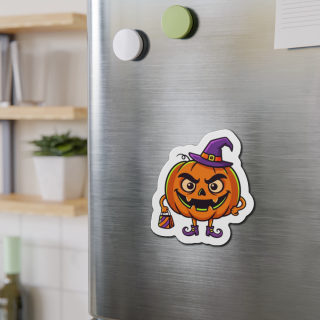 Witch Hat Pumpkin Die Cut Magnet | Halloween Jack-o'-Lantern Sticker Magnet 10