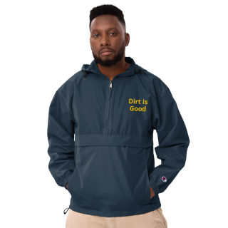 Embroidered Champion Packable Navy Jacket "Dirt Is Good" 11
