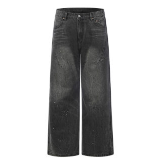 Washed Distressed Straight Leg Denim Pants 5