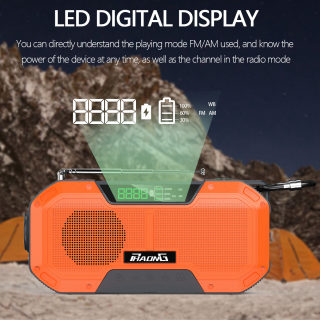 Outdoor Emergency Radio Bluetooth Speaker | Solar Flashlight & 5000mAh Power Bank 2