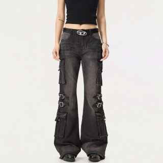 Washed Denim Bell Bottoms | Low Waist Slim Fit 2