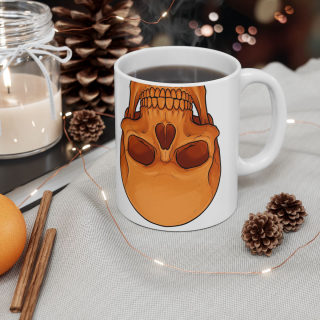 Blue and Orange Skull Pattern Mug | Ceramic Coffee Mug 9