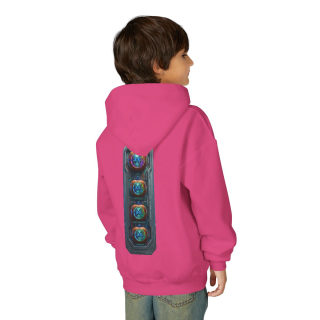 Glowing Cyber Pumpkin Kids Hoodie 79
