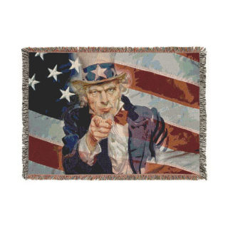 Uncle Sam Pointing Woven Blanket | American Flag Patriotic Throw 4
