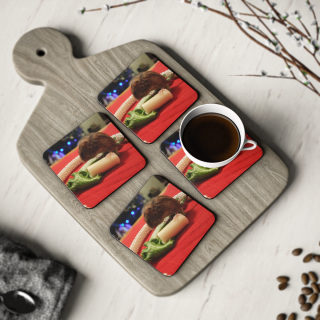 Mouse Eating Cheese Coaster | Round Cork-Backed Drink Coaster, Cute Rodent Photo 8