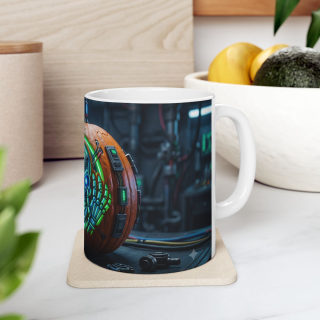 Neon Cyberpunk Pumpkin Skull Mug | Ceramic Coffee Cup 13