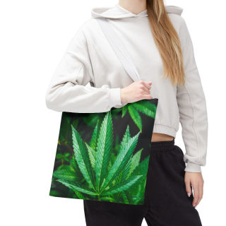 Green Cannabis Leaf Tote Bag | All-Over Print Hemp Plant Design 97