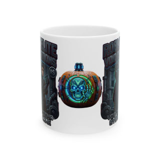 Neon Skull Pumpkin Mug | Cyberpunk Halloween Ceramic Mug 3