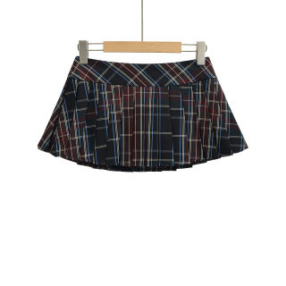 Split Pleated Half Skirt | Plaid Pattern 2