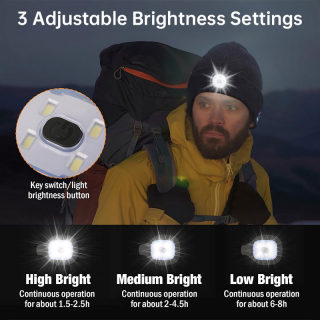 Warm LED Beanie with Bluetooth Speaker, USB Rechargeable 3