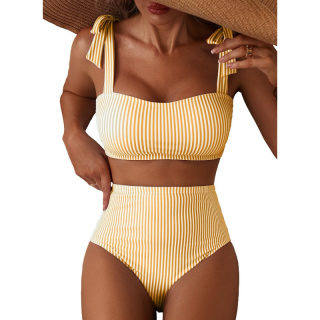 Striped bikini set (high-waisted) 4