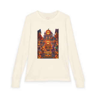 Jack-O'-Lantern Halloween Street Scene Long Sleeve Kids Tee 4