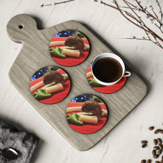 Mouse Eating Cheese Coaster | Round Cork-Backed Drink Coaster, Cute Rodent Photo 6