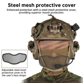 Tactical gear — airsoft steel mesh mask with neck gaiter, tactical half face mask 2