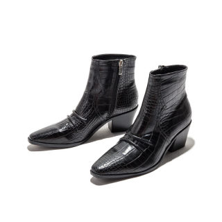 Large Size Snakeskin Chelsea Boots | Thick Heel Short Boots 2