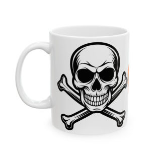 Orange Skull with Crossbones Mug | Pirate Skull Coffee Cup 7