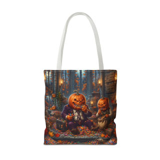 Jack-o'-Lantern Candy Haul Tote Bag | Halloween Pumpkin Scene 24