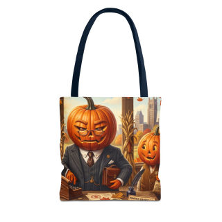 Pumpkin Head Businessmen Tote Bag | Halloween Pumpkin City Illustration 13