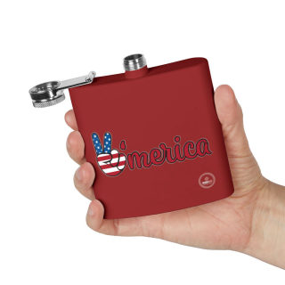'Merica Peace Sign flag design flask, 6oz stainless steel 30