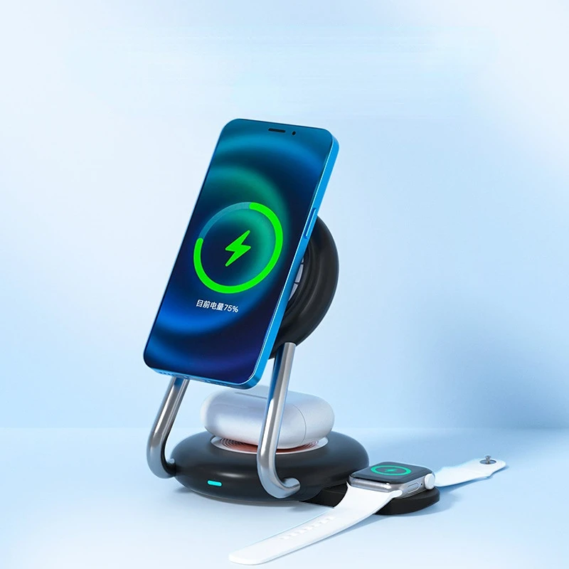 3-in-1 Desk Magnetic Charging Stand | 15W Wireless Charger for iPhone, Watch, AirPods 2