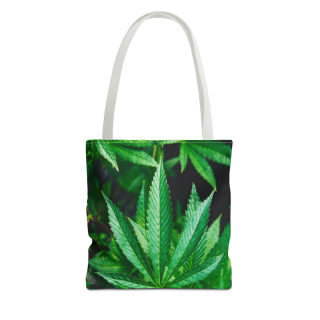 Green Cannabis Leaf Tote Bag | All-Over Print Hemp Plant Design 7