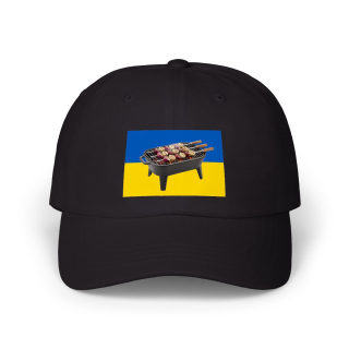 Grill Skewers on Blue Yellow Flag Dad Cap | BBQ Ukraine Baseball Hat 8