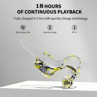AKZ-G9 Bone Conduction Wireless Earphones | Graffiti Digital Display