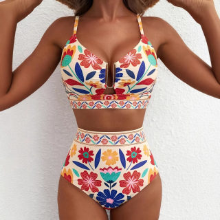 Floral bikini set (high-waisted) 2