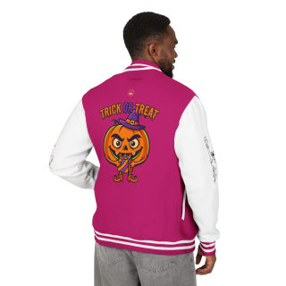 Trick or Treat Jack-o'-Lantern Letterman Jacket | Halloween Varsity Jacket 75