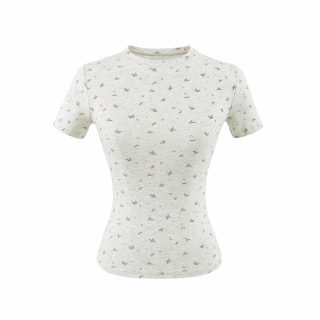 Cloud-Like Floral Print Round Neck T-Shirt | Women's 4