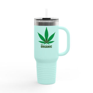 Organic cannabis leaf travel mug, 40oz insulated tumbler 14