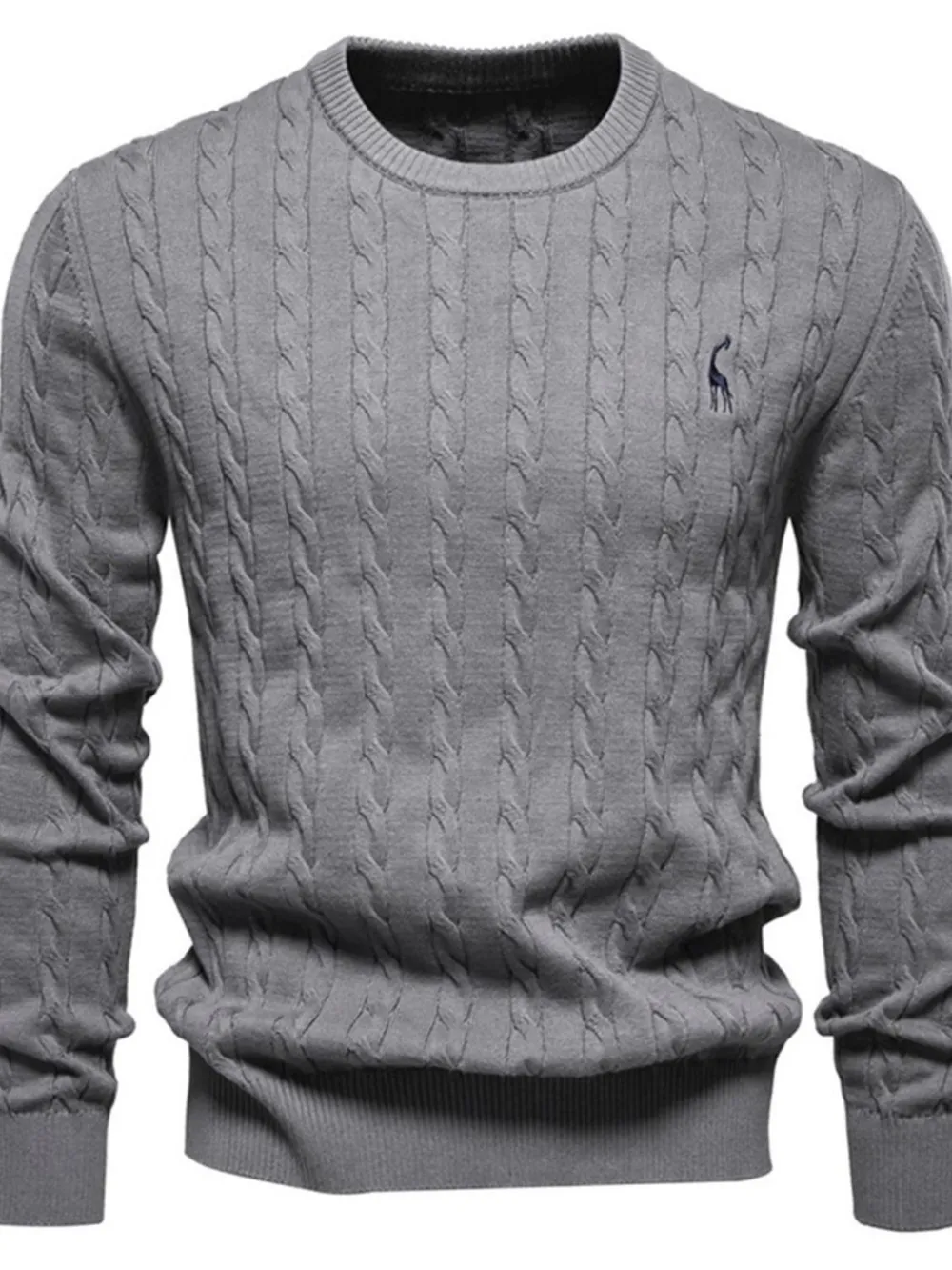Men's Cable-Knit Round Neck Sweater | Long Sleeve Pullover