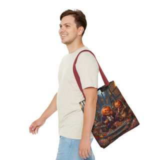 Jack-o'-Lantern Candy Haul Tote Bag | Halloween Pumpkin Scene 35