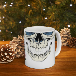 Skull and Roses Ceramic Mug | Floral Skull Coffee Mug 16
