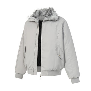 Lapel Collar Zip-Up Cotton Jacket 6