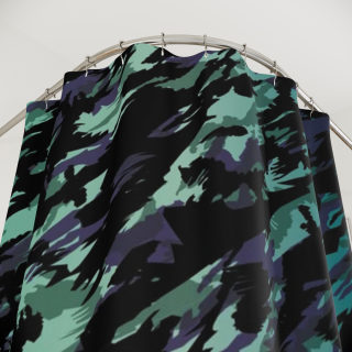 Abstract Teal Black Camo Shower Curtain | Modern Watercolor Bathroom Decor 3