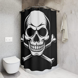 Skull and Crossbones Shower Curtain | Pirate Skull Bathroom Decor 5