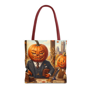 Pumpkin Head Businessmen Tote Bag | Halloween Pumpkin City Illustration 5